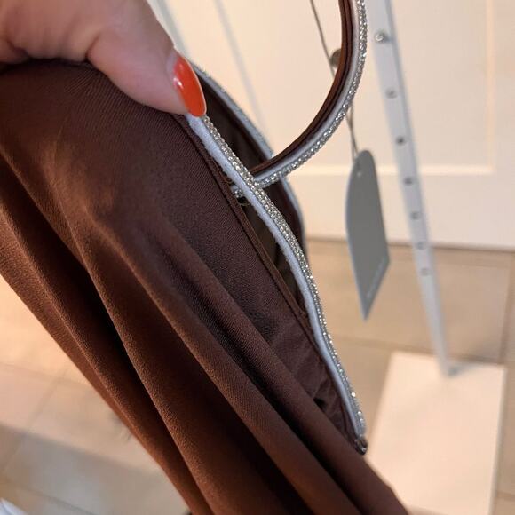 Meshki Nicha Diamante Cutout Maxi Dress in Chocolate NWT Large - Picture 9 of 9